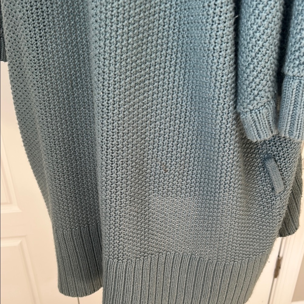 Attention Teal Waterfall Open Poncho Style Shrug Sweater - Picture 5 of 7
